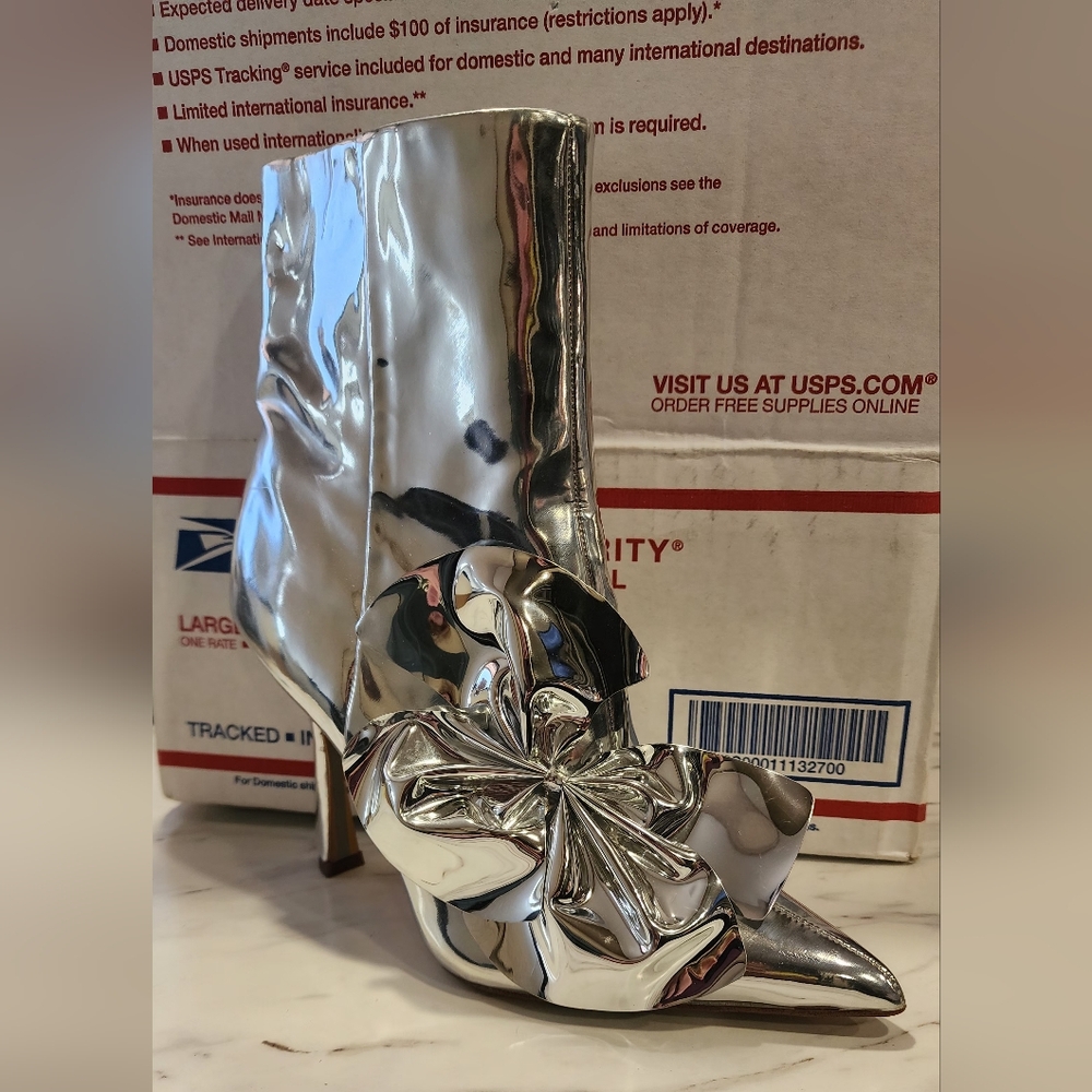 Sam Edelman Nordstrom Silver Heeled Boots, Size 5.5